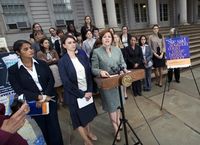 City Council Speaker Christine Quinn and Council member Jessica Lappin announcing legislation to protect woman at crisis pregnancy centers